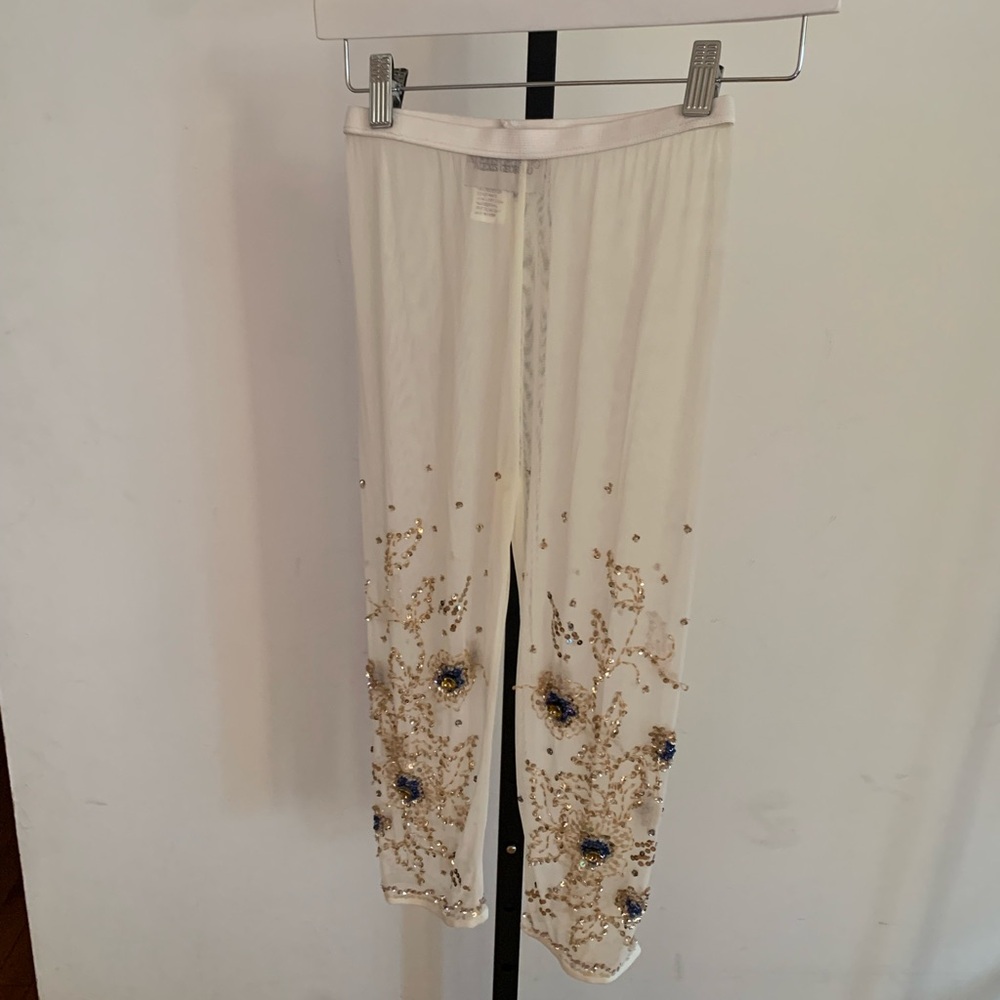 New ivory hand beaded leggings